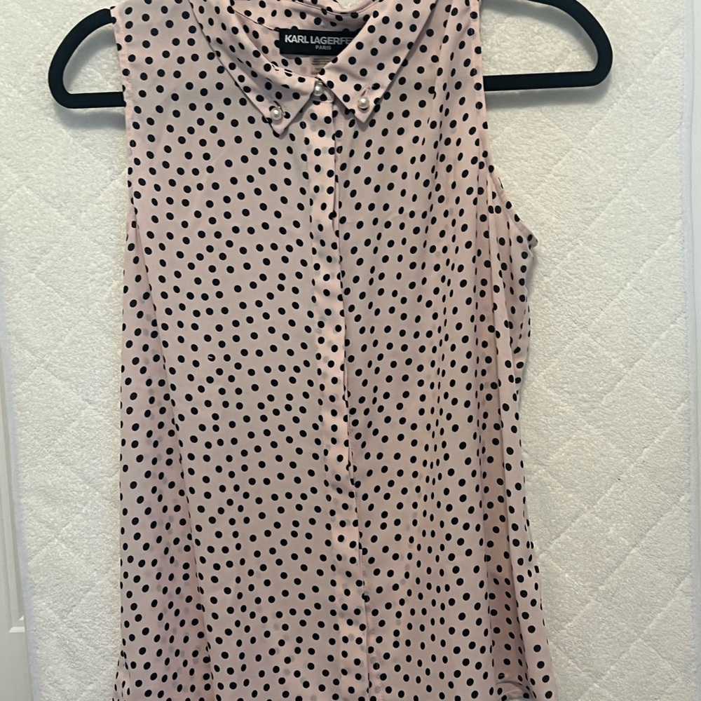 Karl Lagerfeld Pink Polka Dot Women's Top